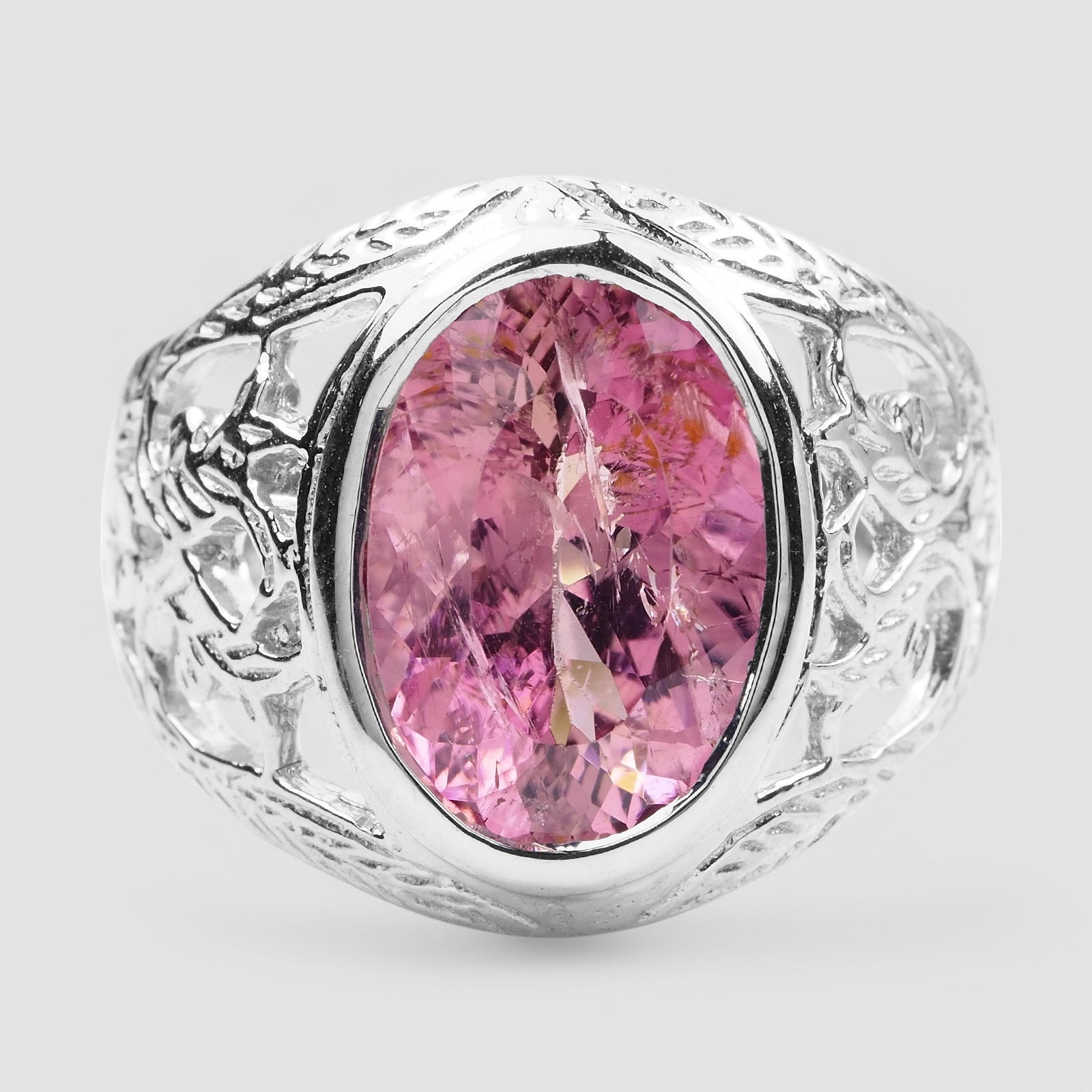 Bunny Pink Gemstone Ring 925 Sterling Silver, Natural Tourmaline, Dainty Everyday Ring