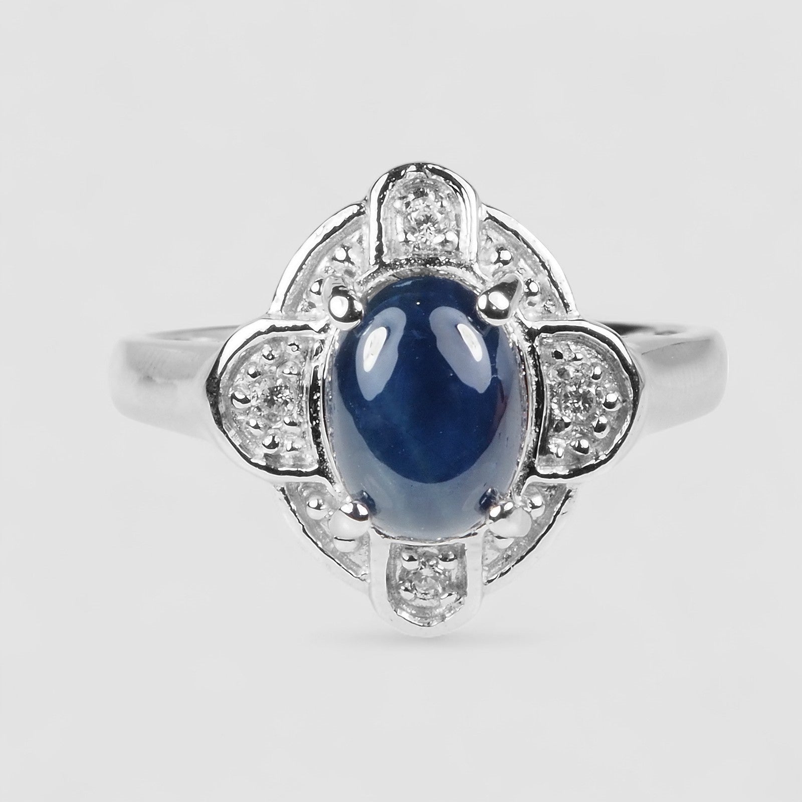 Blue Star Sapphire 925 Sterling Silver Ring