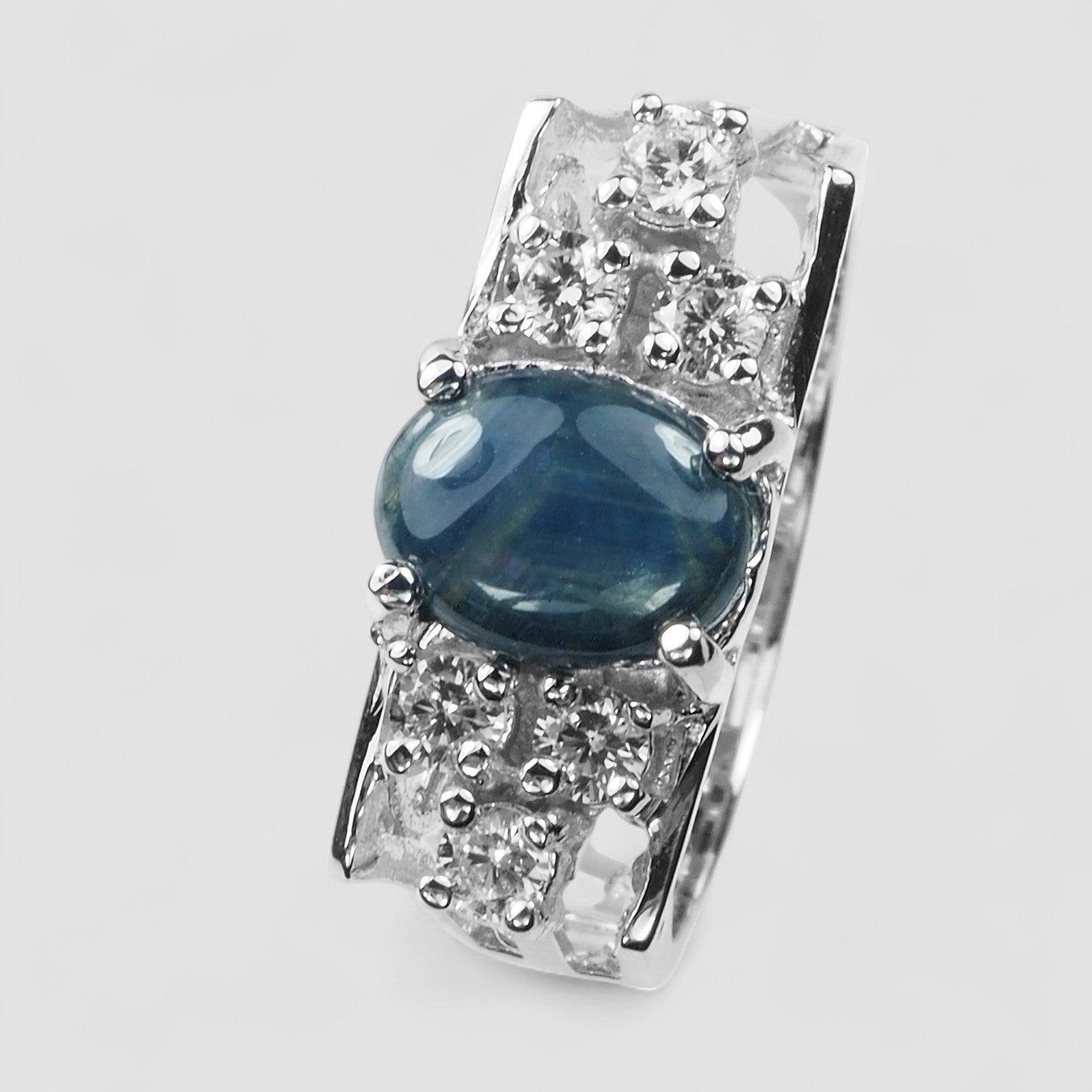 Blue Star Sapphire 925 Sterling Silver Ring