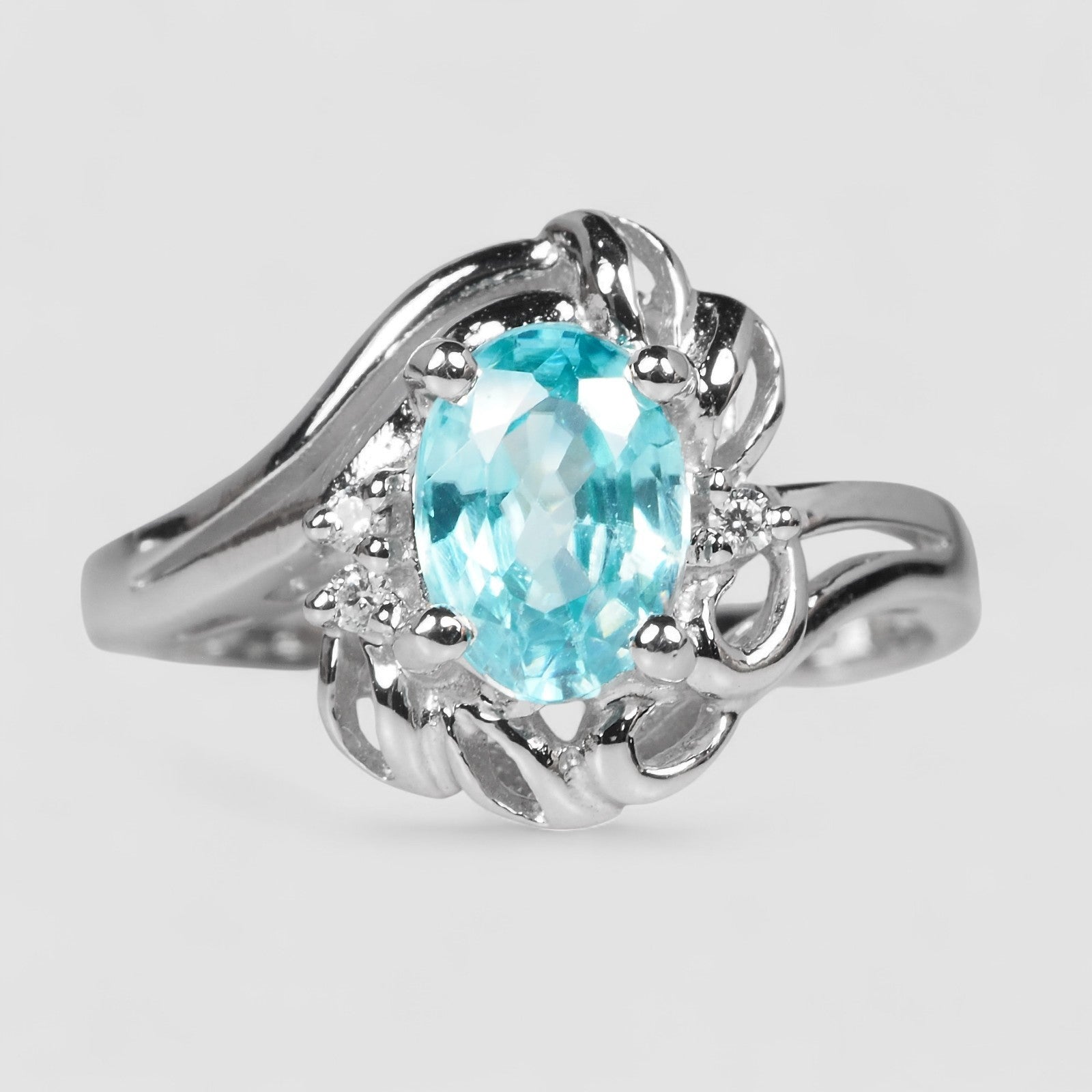 Blue Zircon 925 Sterling Silver Ring