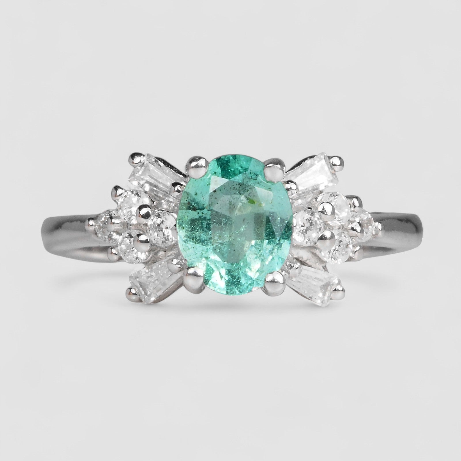 Exquisite Green Emerald 925 Sterling Silver Ring