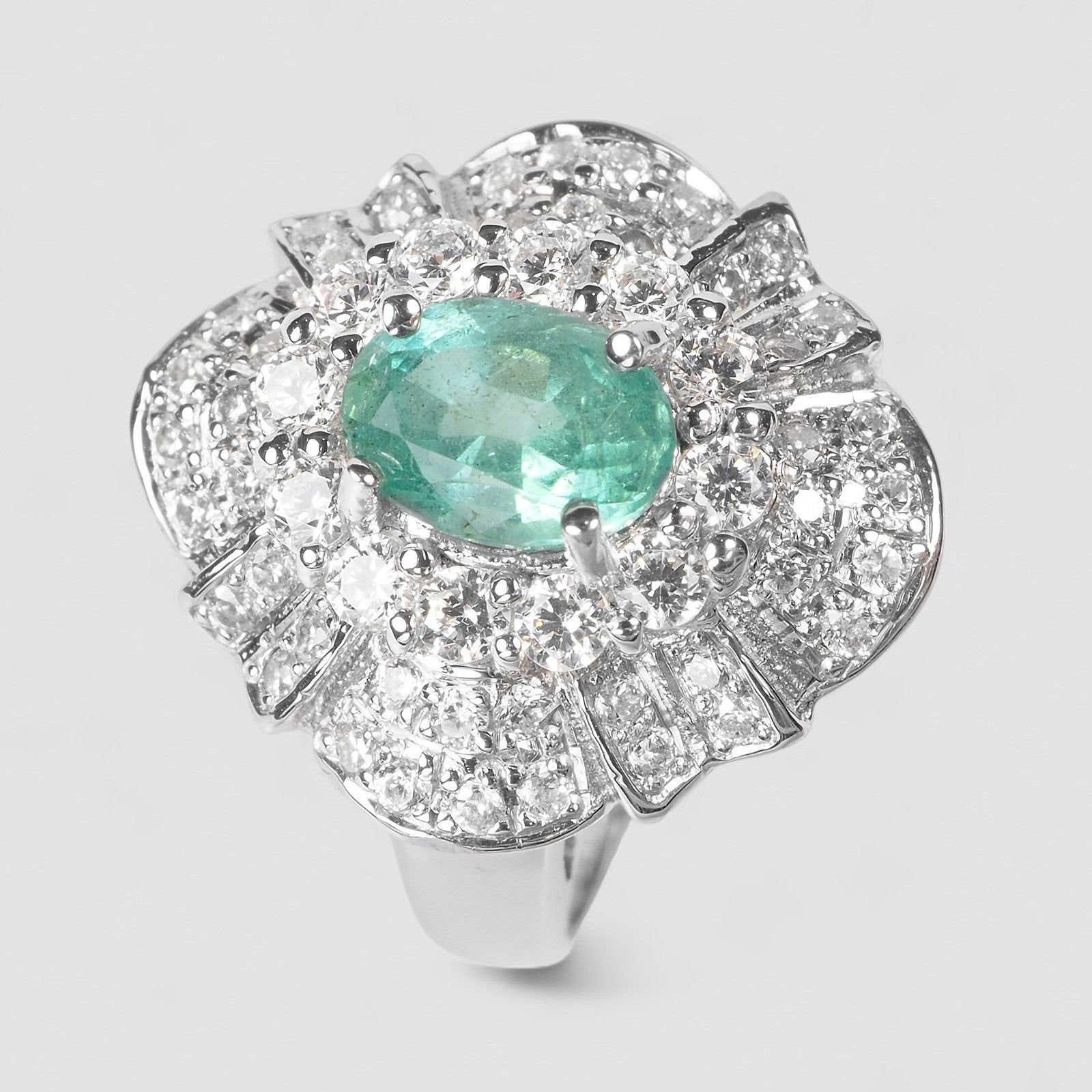 Neon Green Emerald 925 Sterling Silver Ring