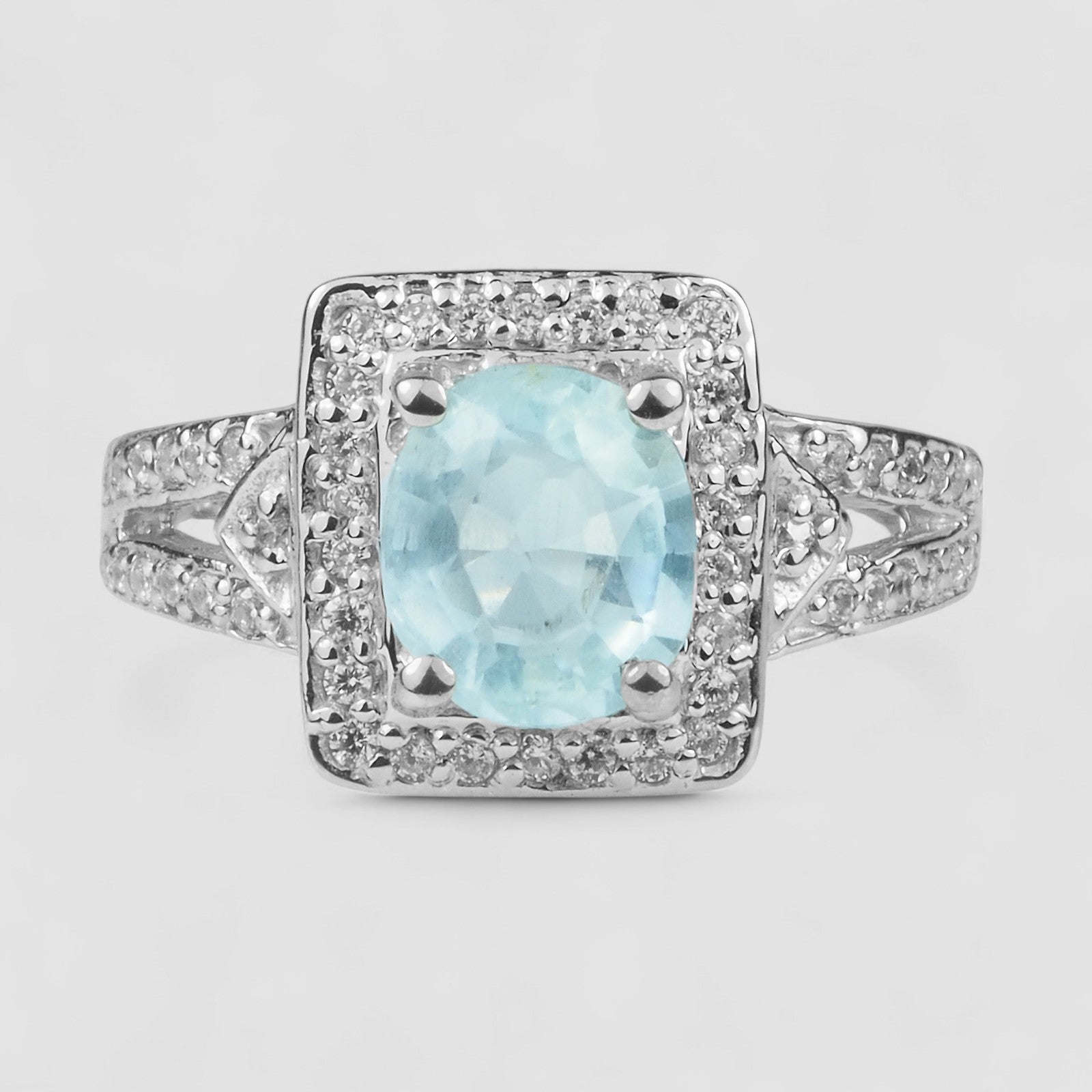 Blue Aquamarine 925 Sterling Silver Ring