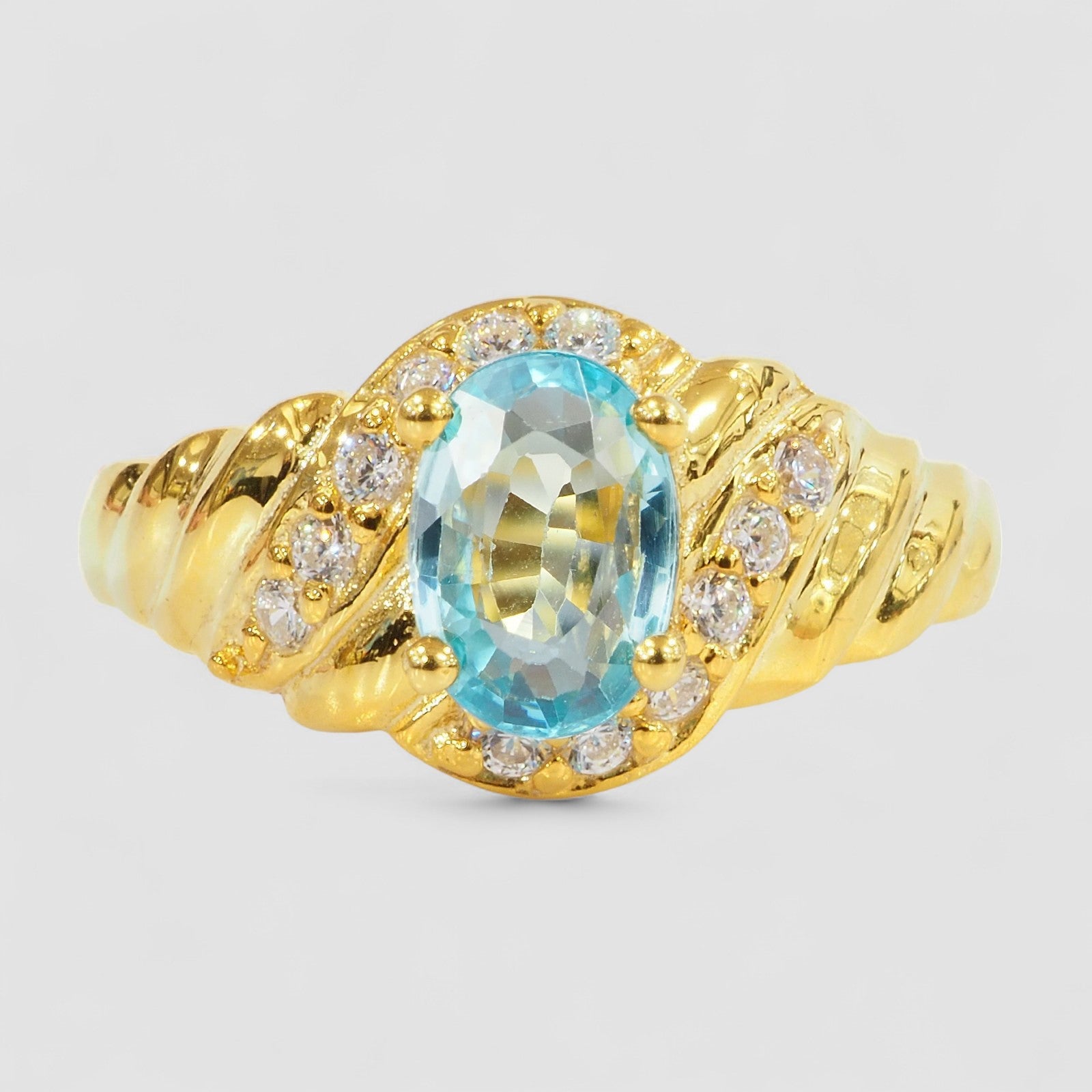 Blue Zircon 925 Sterling Silver Ring