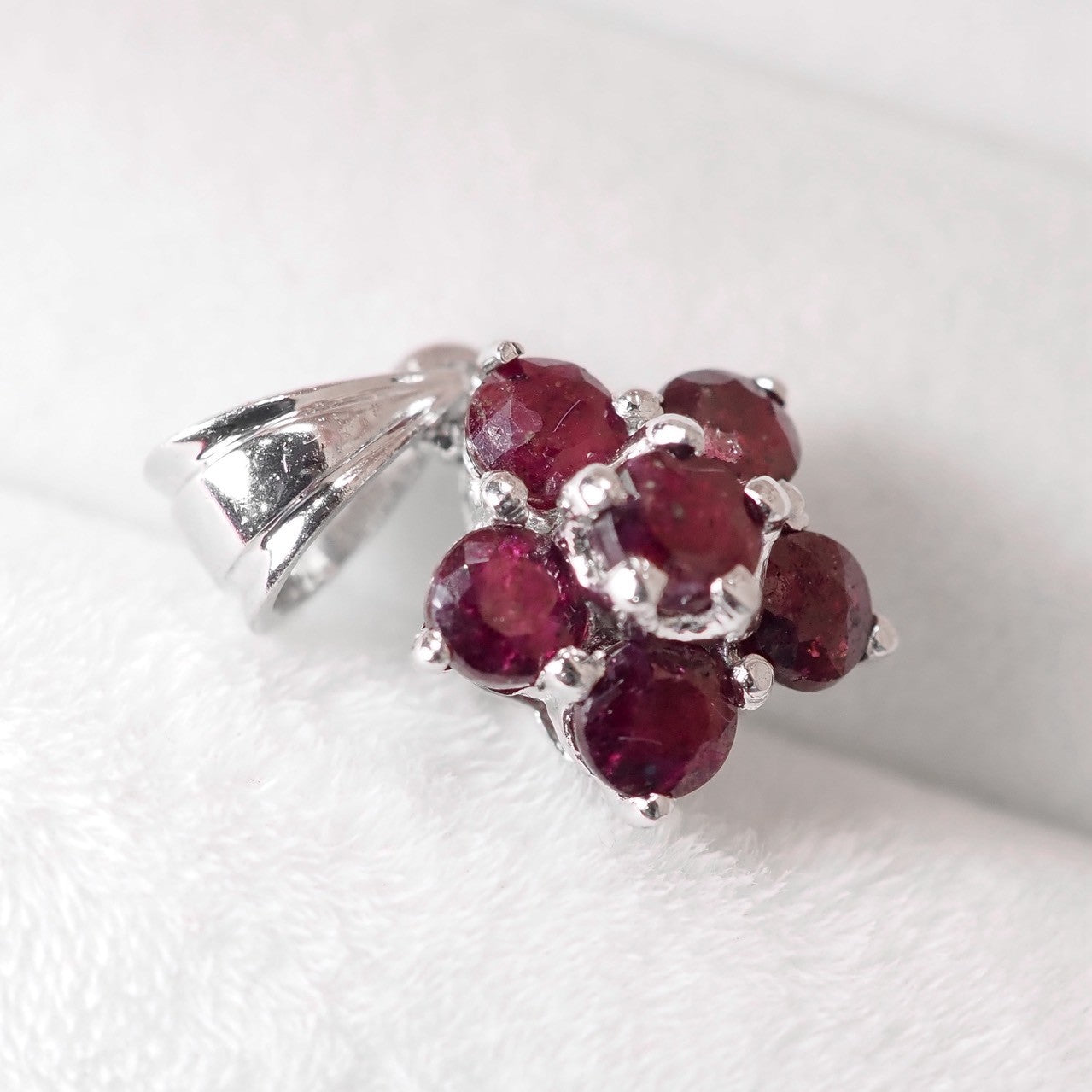 Red Ruby 925 Sterling Silver White Gold Pendants, Minimalist Pendants
