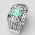 925 Sterling Silver Ring Green Emerald