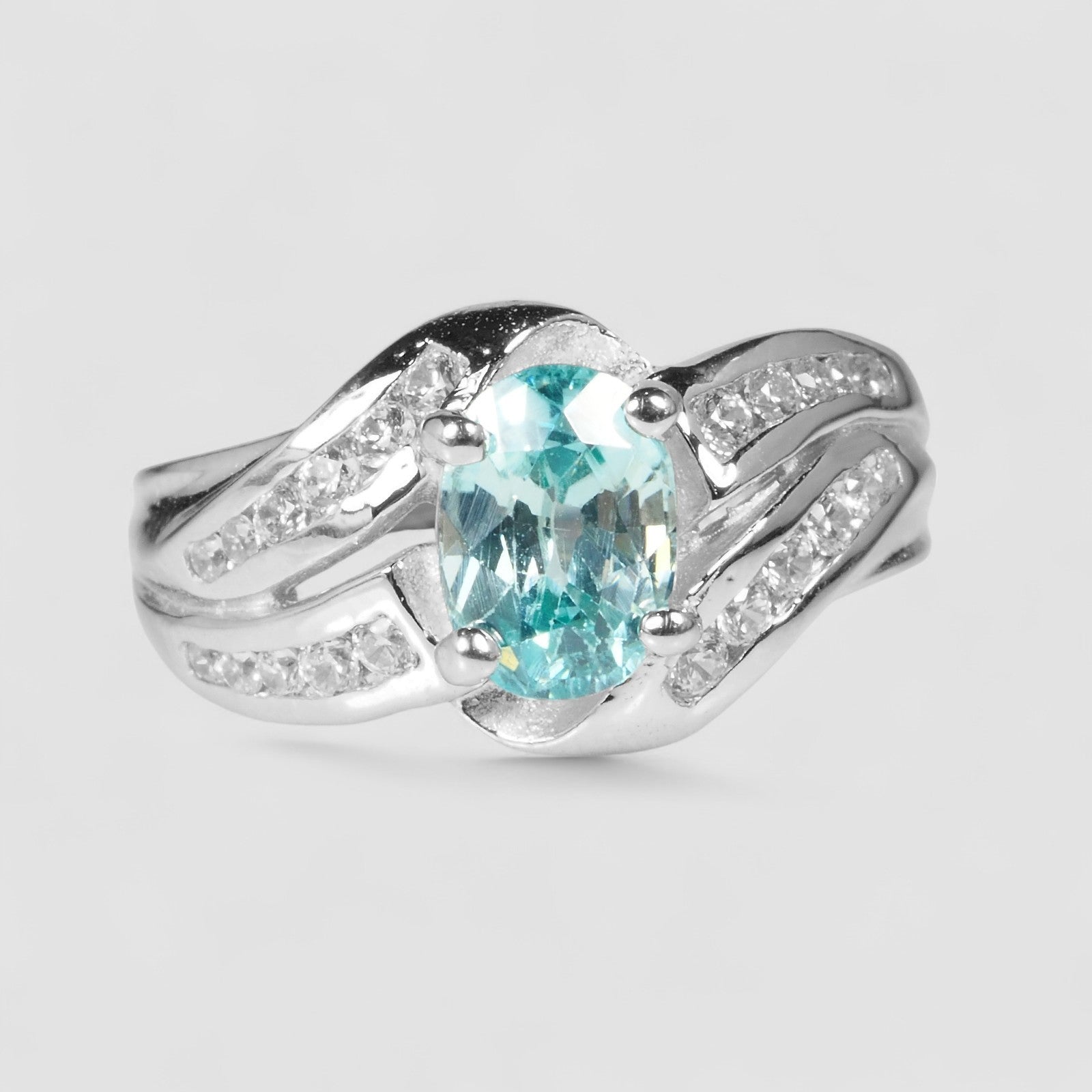 Blue Zircon 925 Sterling Silver Ring