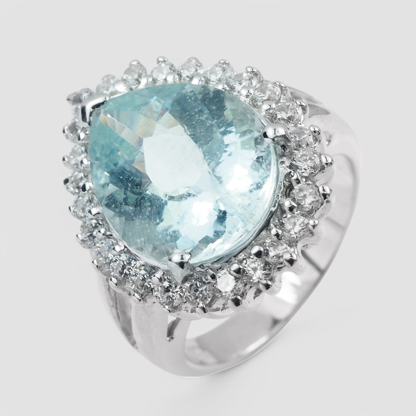 Blue Aquamarine 925 Sterling Silver Ring