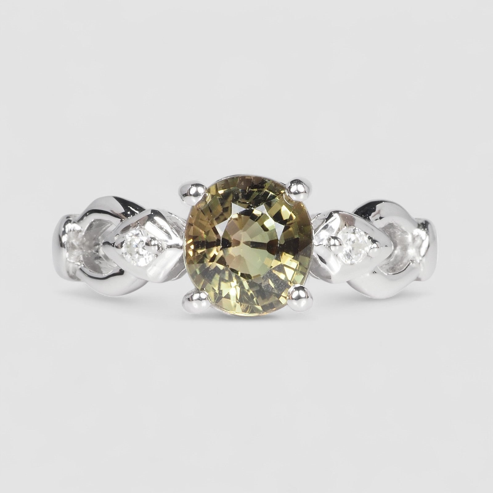 Olive Green Tourmaline 925 Sterling Silver Ring