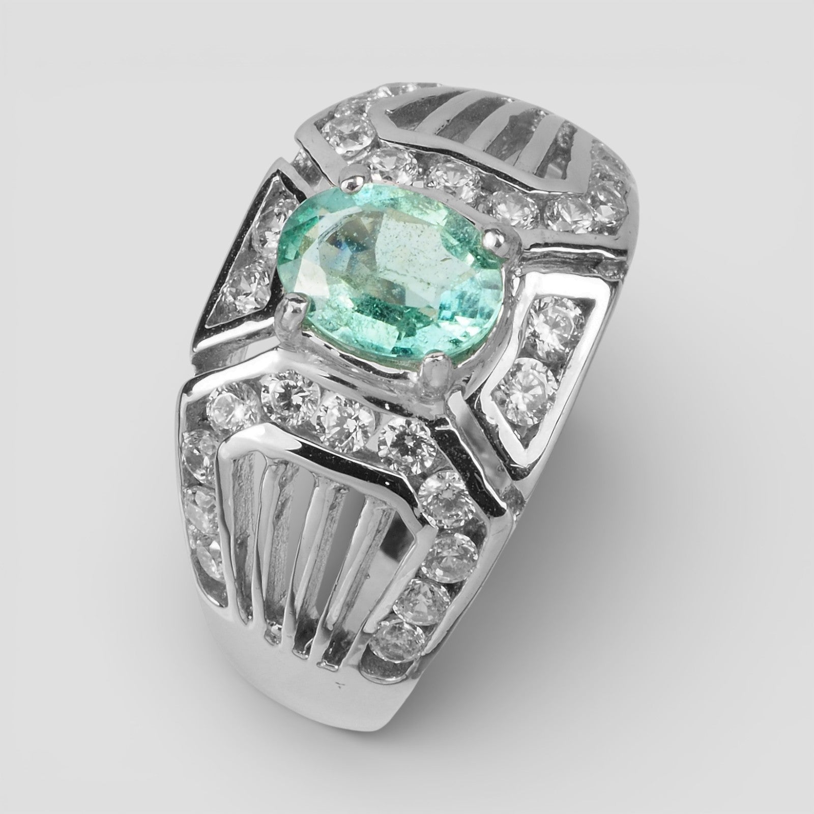 925 Sterling Silver Ring Green Emerald
