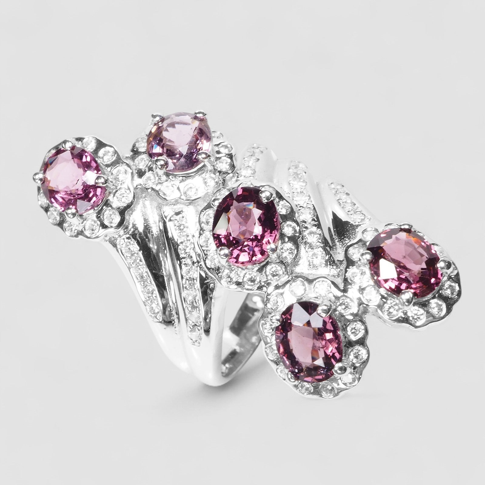 Purple Spinel Set 925 Sterling Silver Ring