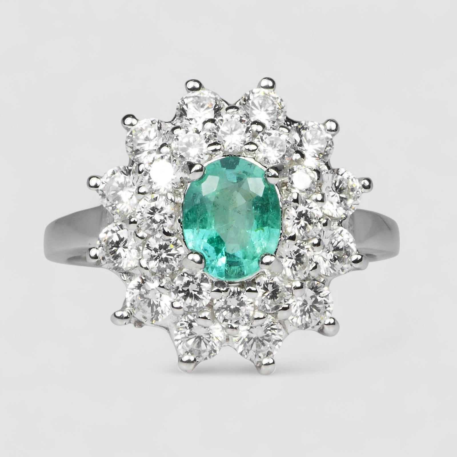 925 Sterling Silver Ring Green Emerald