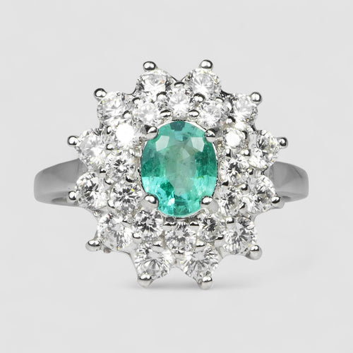 925 Sterling Silver Ring Green Emerald