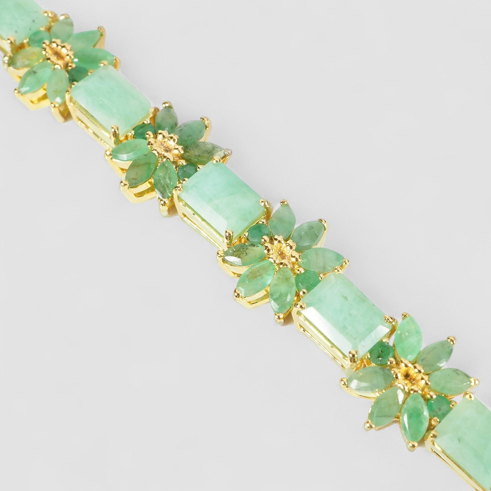 Green Emerald 925 Sterling Silver 24K Gold Bracelets, Natural Emerald, Dainty Everyday Bracelets