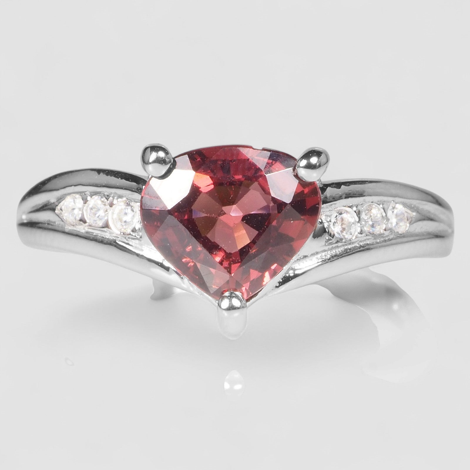 Red Rhodolite Garnet 925 Sterling Silver Ring