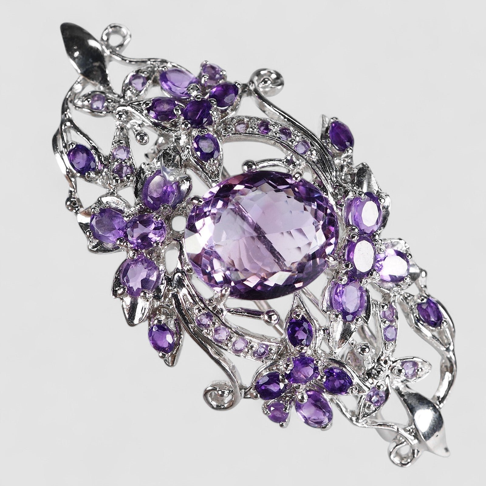 Purple Amethyst 925 Sterling Silver White Gold Hair Clip, Dainty Everyday Hair Clip , Gift for Her