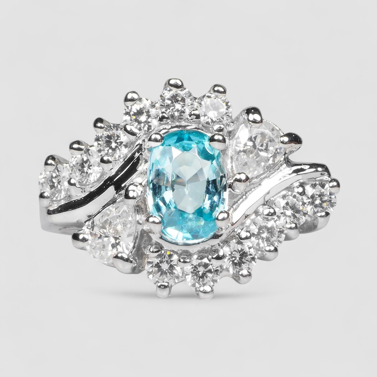 Blue Zircon 925 Sterling Silver Ring