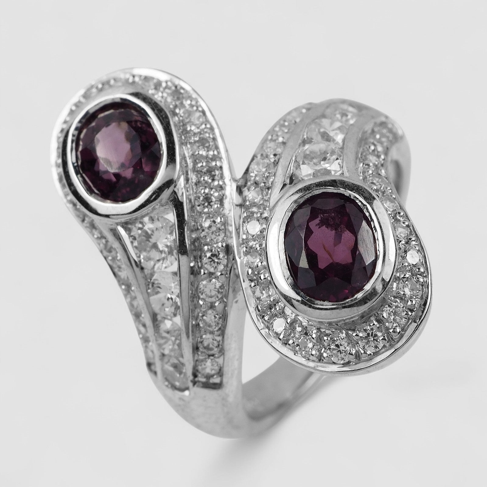 Double Stone Purple Spinel 925 Sterling Silver Ring, Genuine Gemstone, Free Resizing