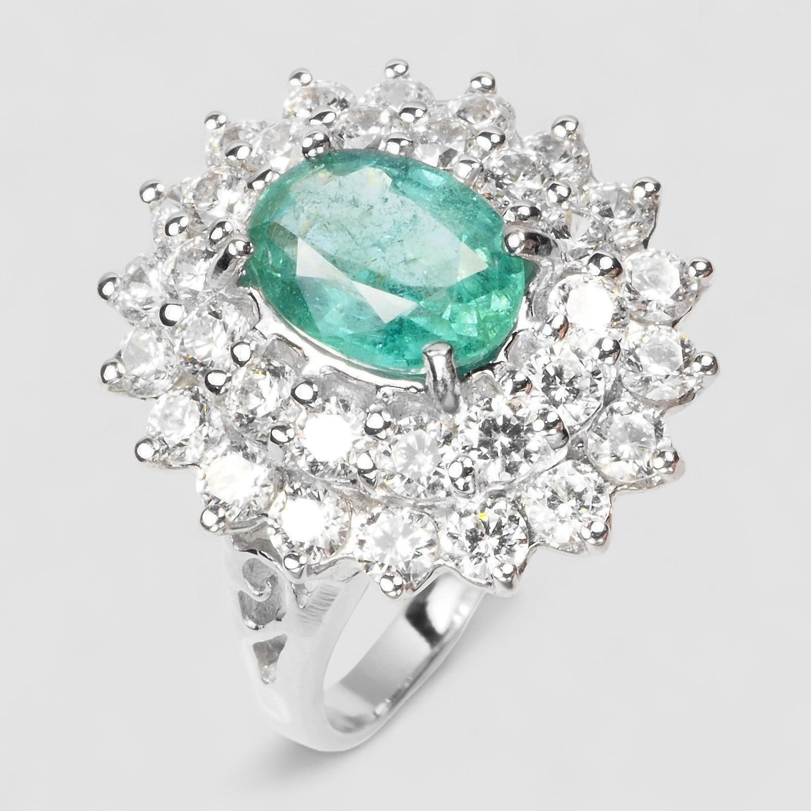 vivid Green Emerald 925 Handmade Ring