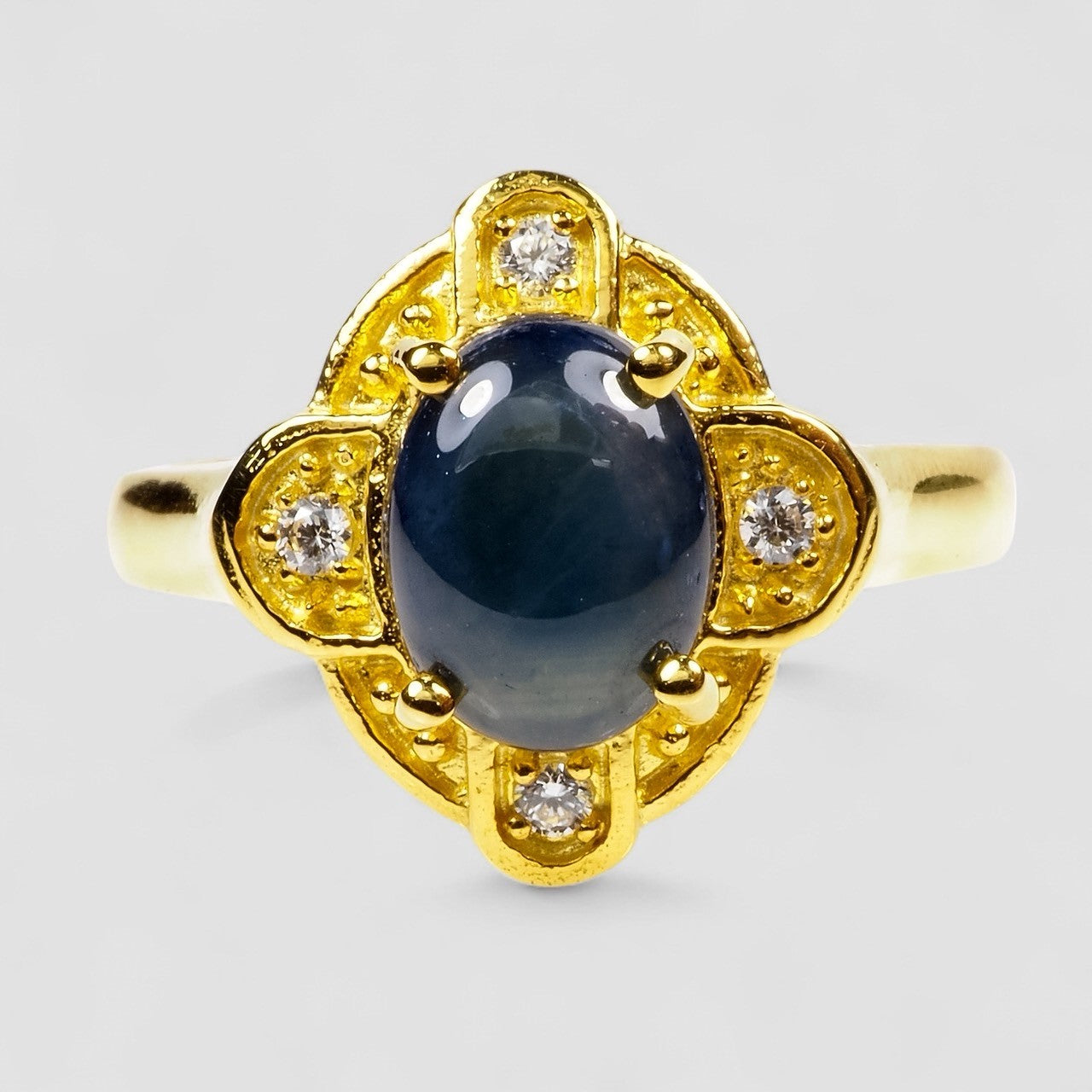 Blue Star Sapphire 925 Sterling Silver Ring