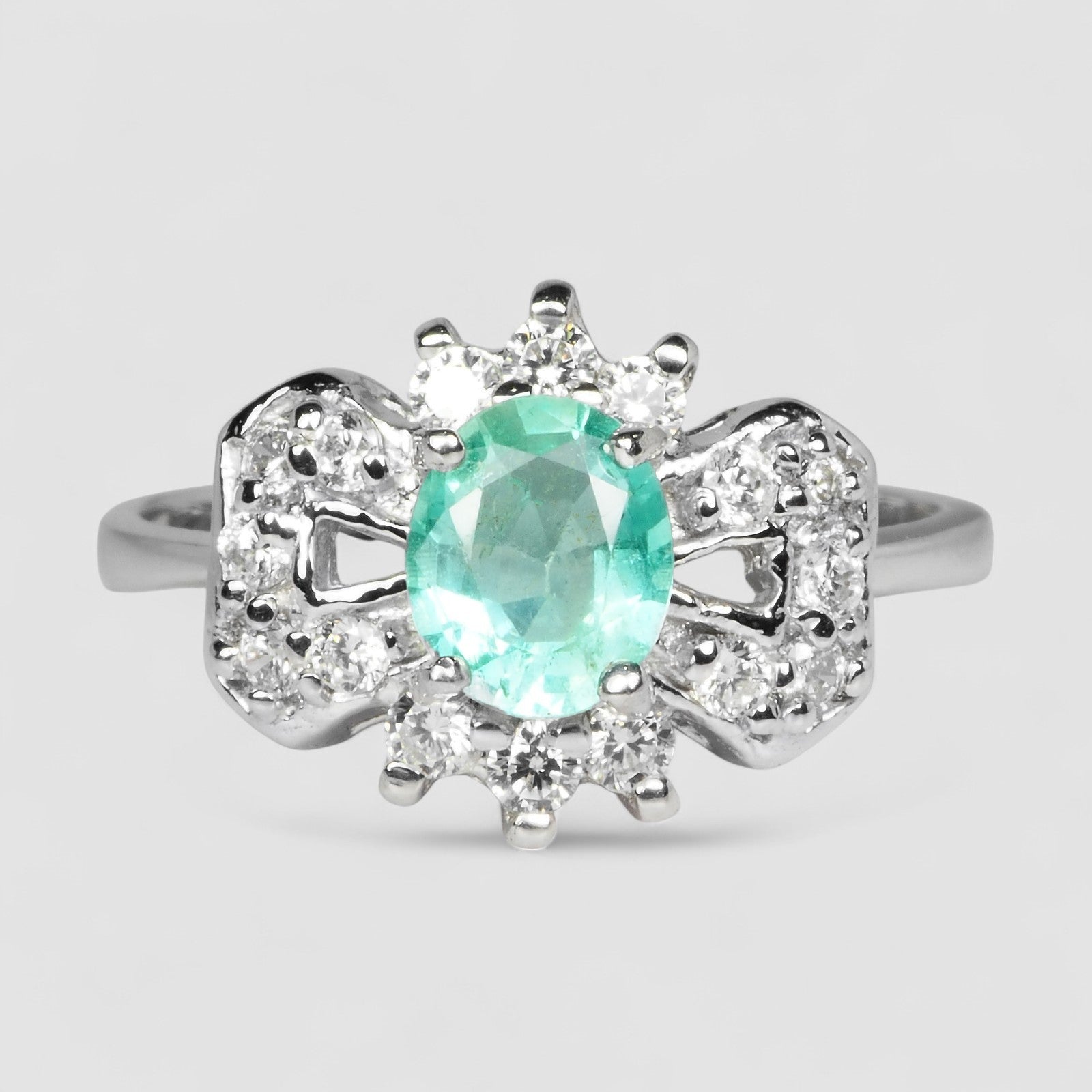 Neon Green Emerald 925 Sterling Silver Ring