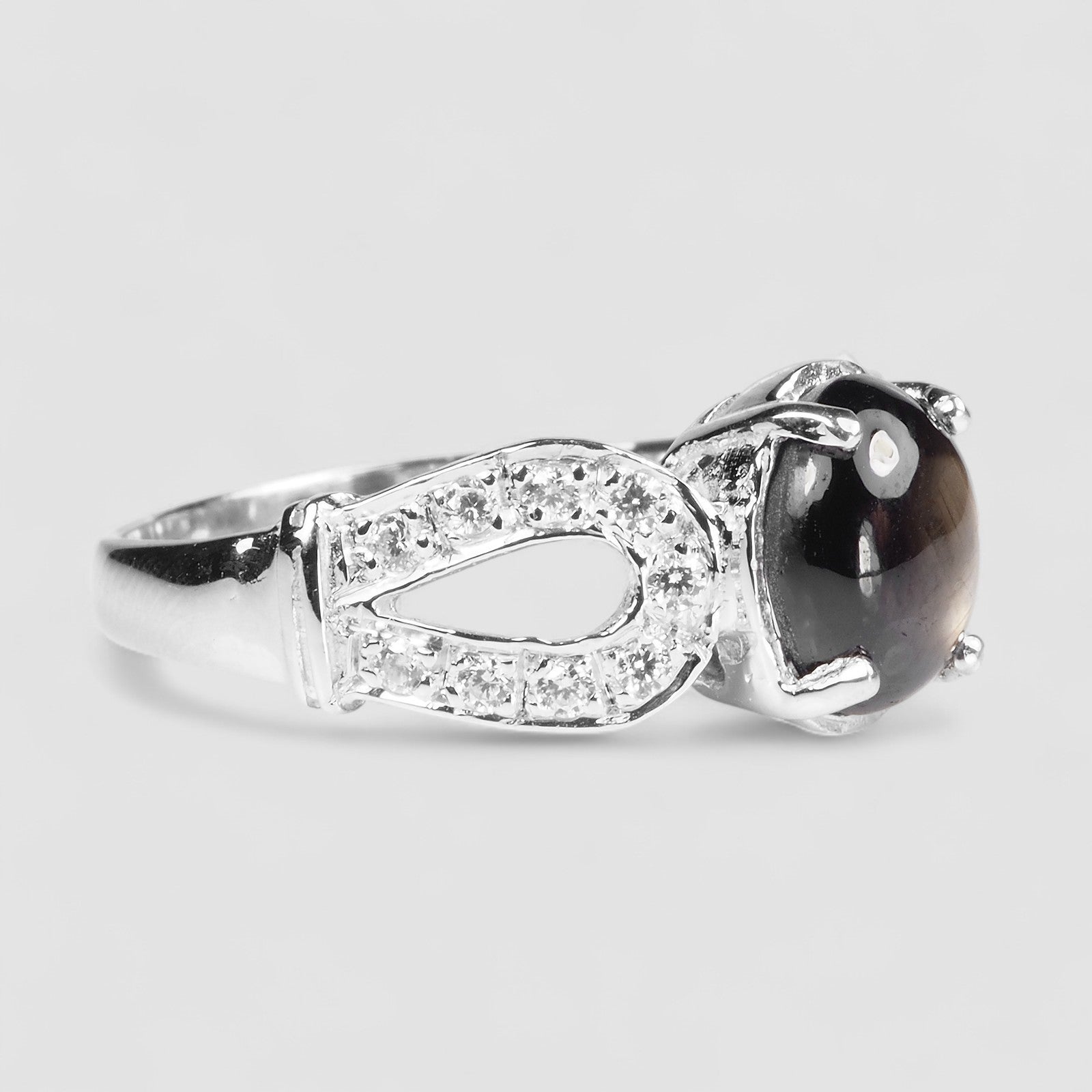 Opulent Black Star Sapphire925 Sterling Silver Ring
