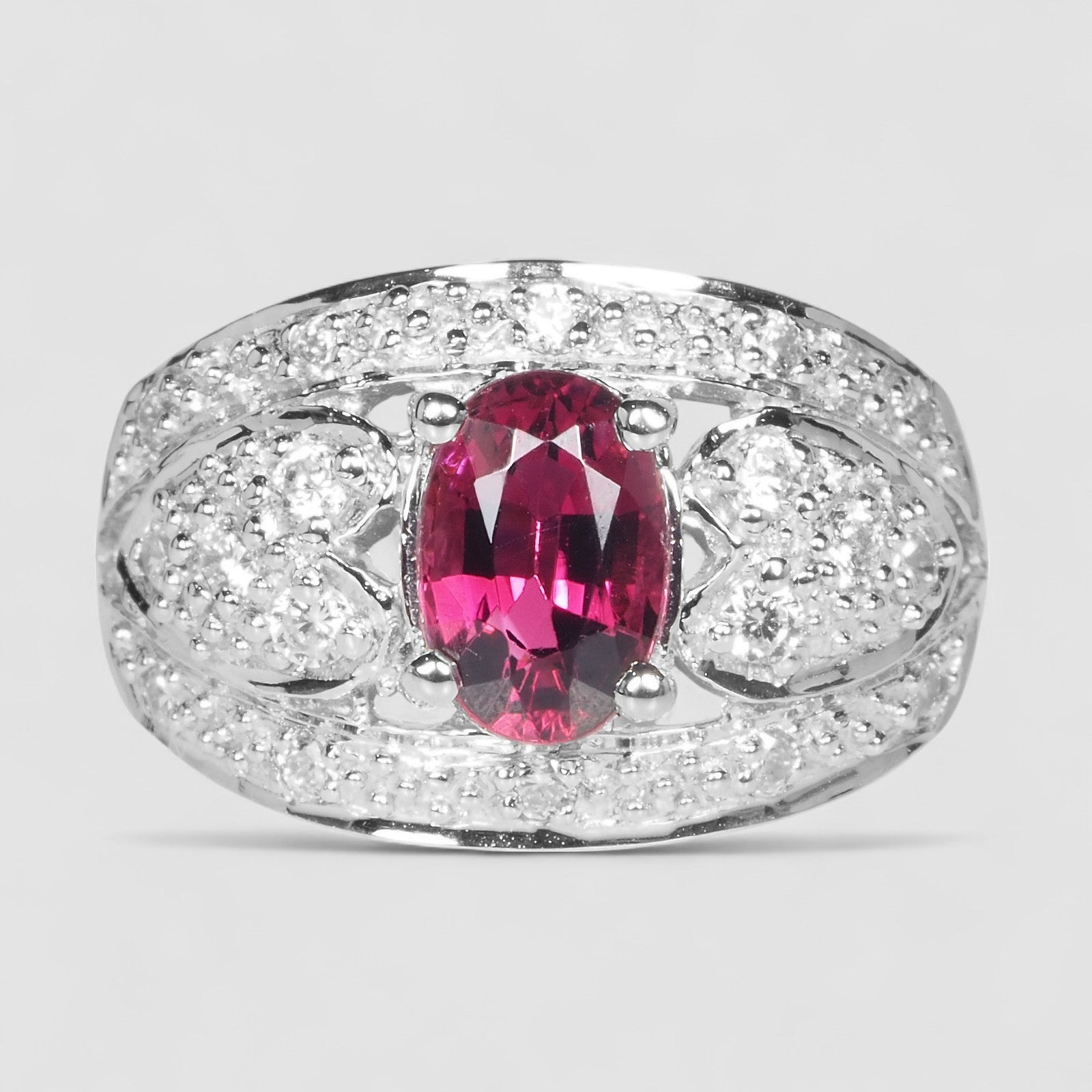Neon Pink Tourmaline 925 Sterling Silver Ring
