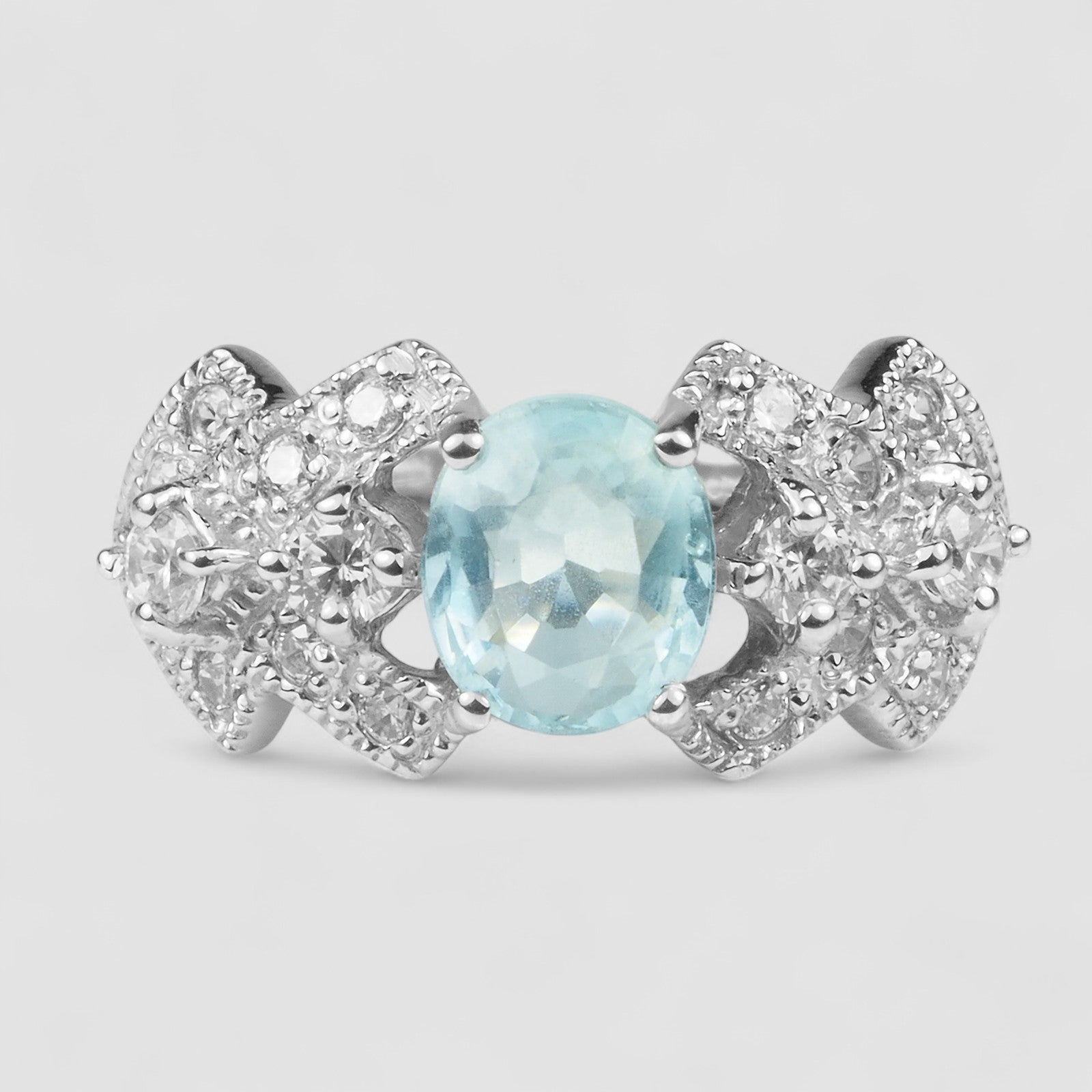 Blue Aquamarine 925 Sterling Silver Ring