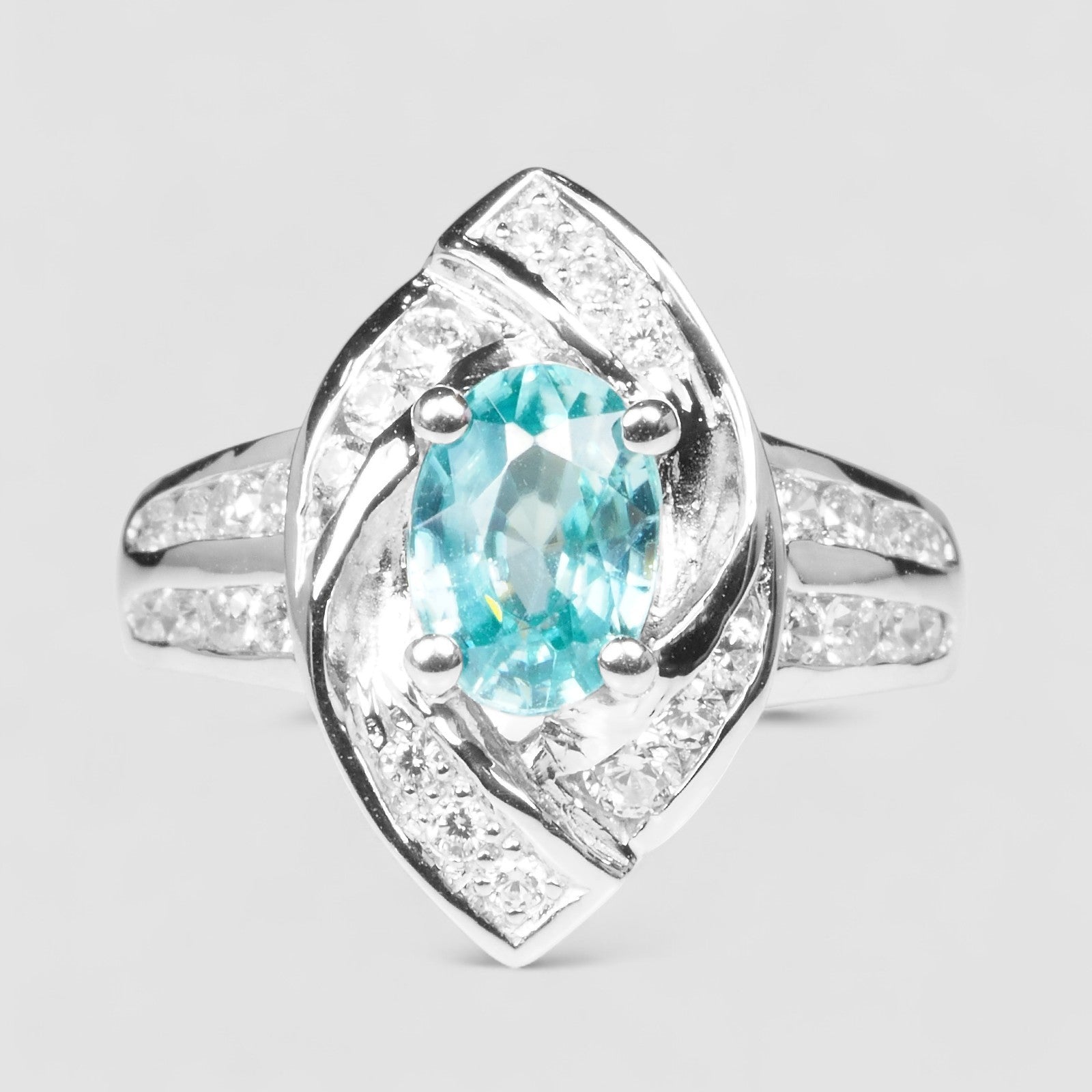 Blue Zircon 925 Sterling Silver Ring