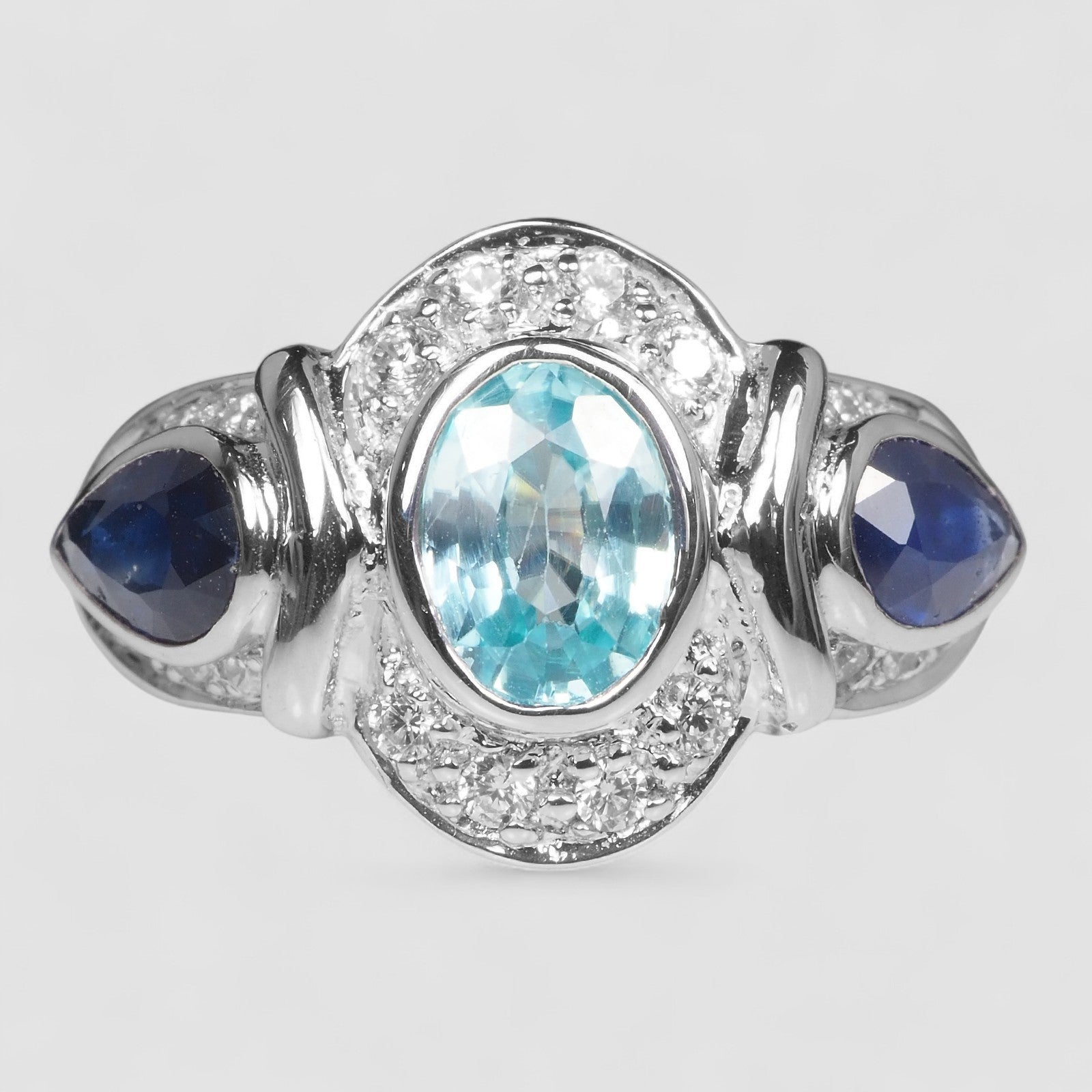 Blue Zircon 925 Sterling Silver Ring