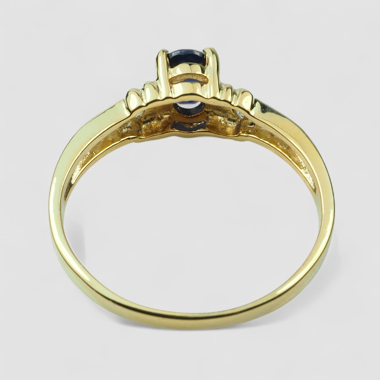 Blue Sapphire 925 Sterling Silver 24K Gold Ring