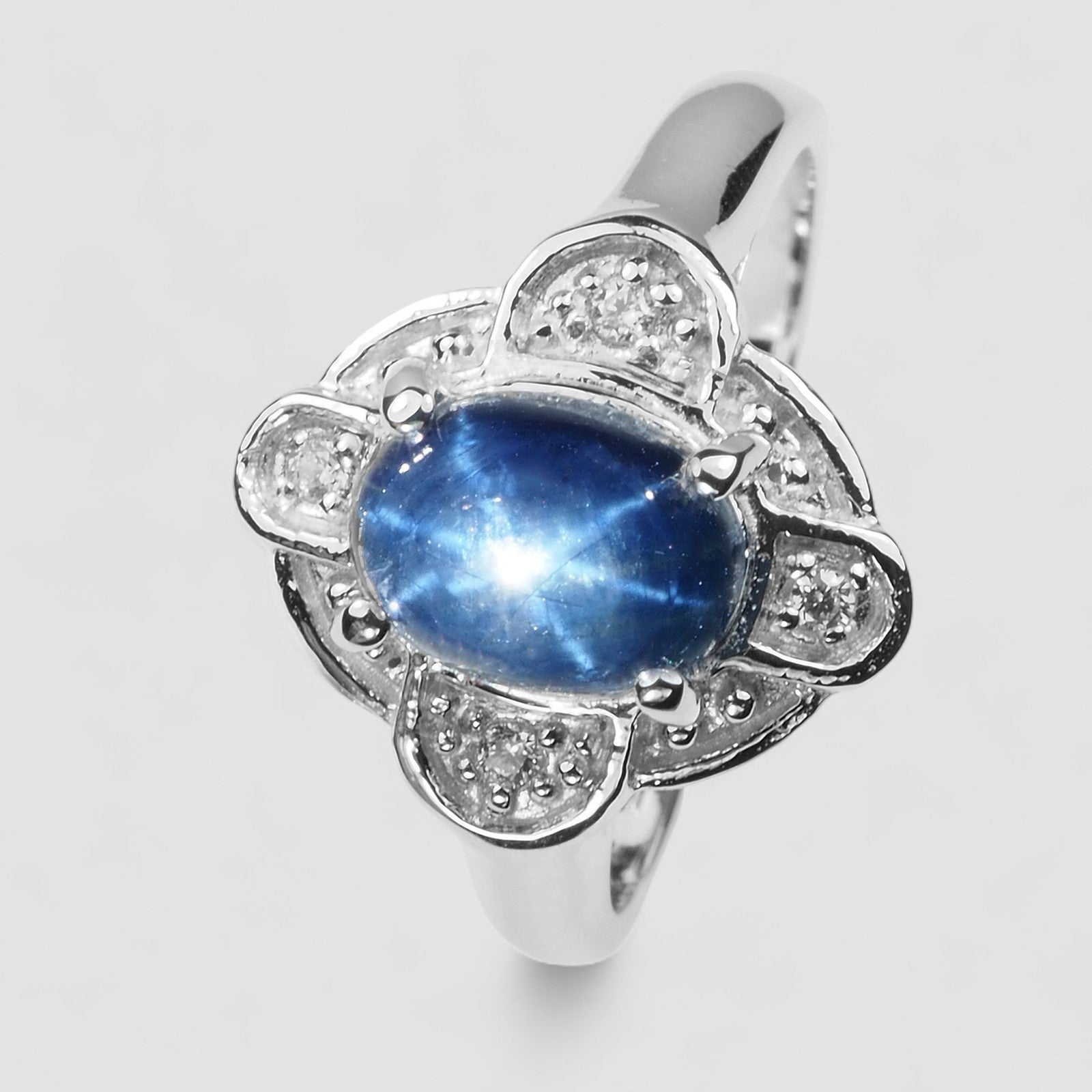 Blue Star Sapphire 925 Sterling Silver Ring