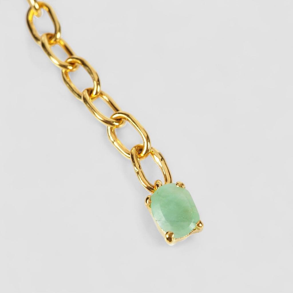 EMERALD & RUBY 24K YELLOW GOLD PLATED 925 STERLING SILVER BRACELET