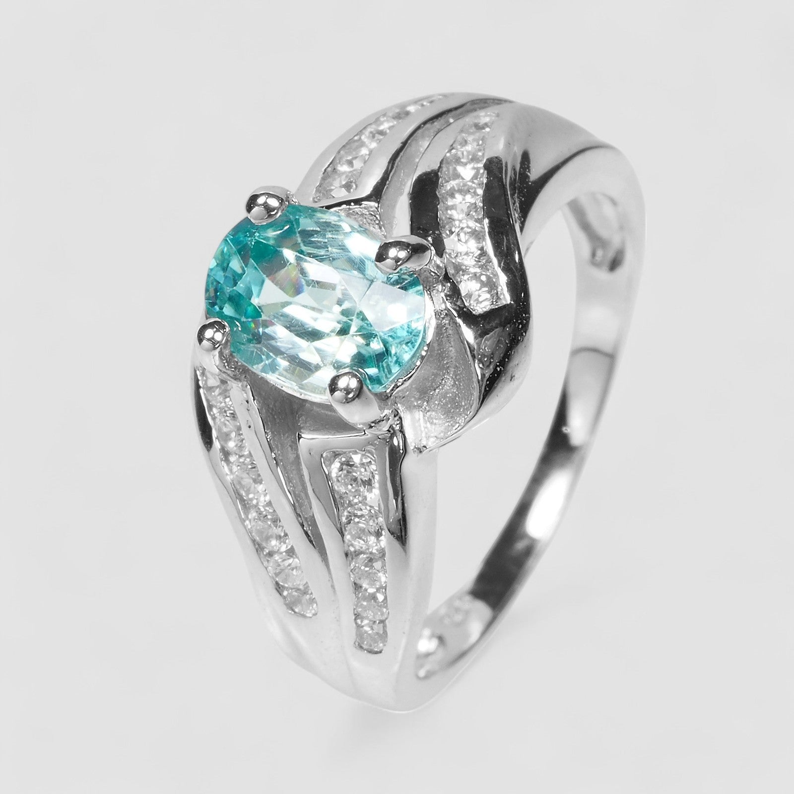 Blue Zircon 925 Sterling Silver Ring