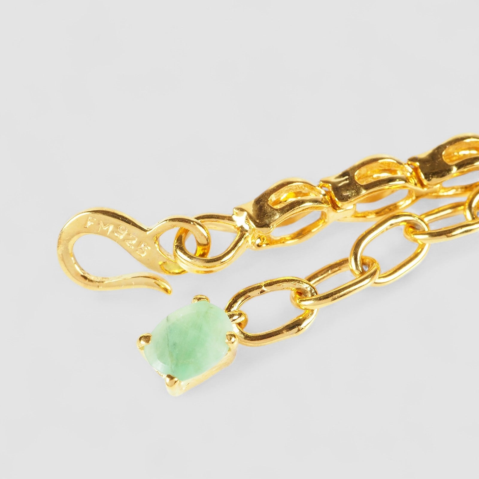 EMERALD & RUBY 24K YELLOW GOLD PLATED 925 STERLING SILVER BRACELET