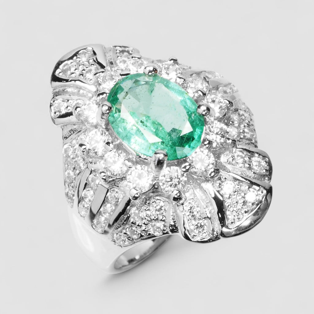 NEON GREEN EMERALD FINE JEWELRY RING