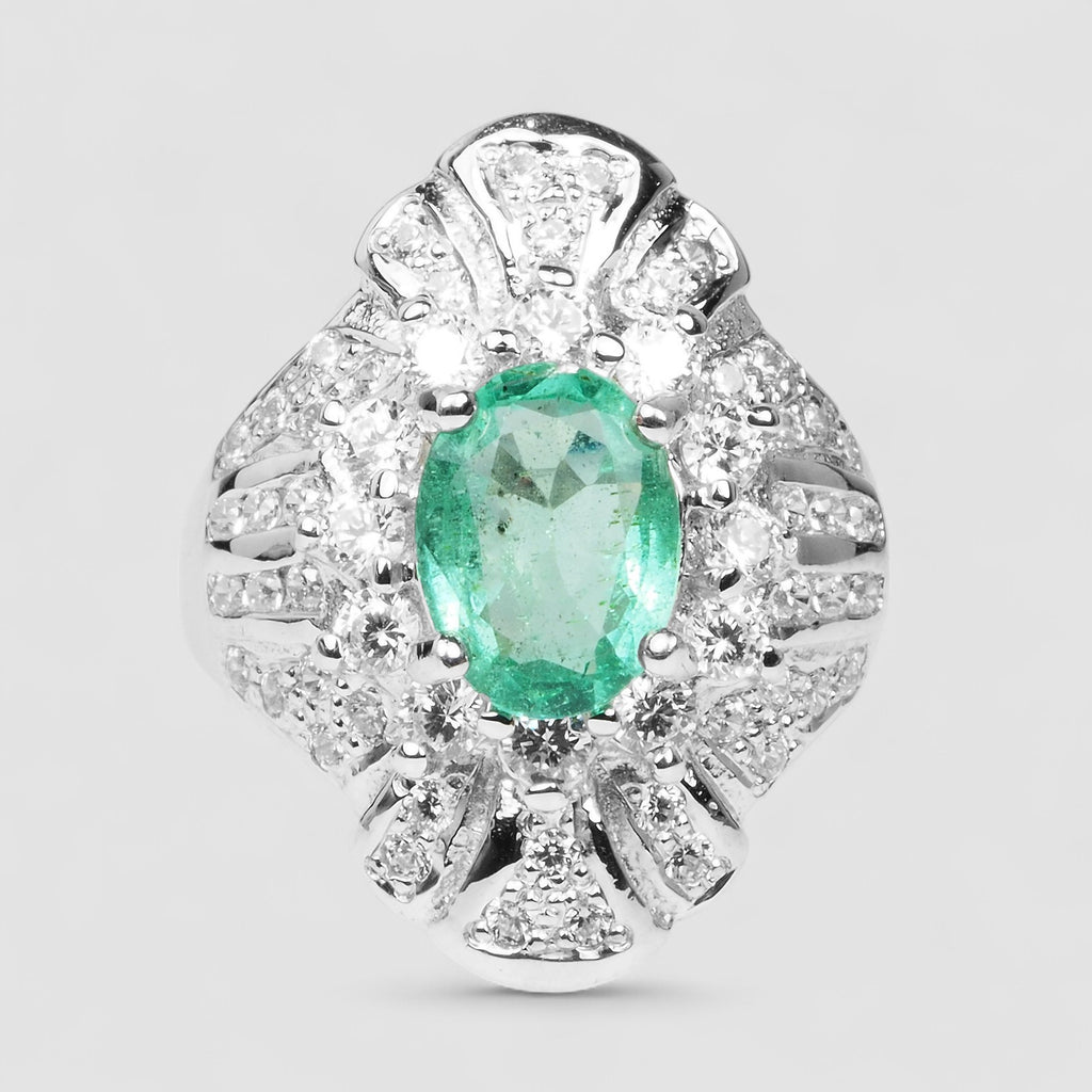 NEON GREEN EMERALD FINE JEWELRY RING