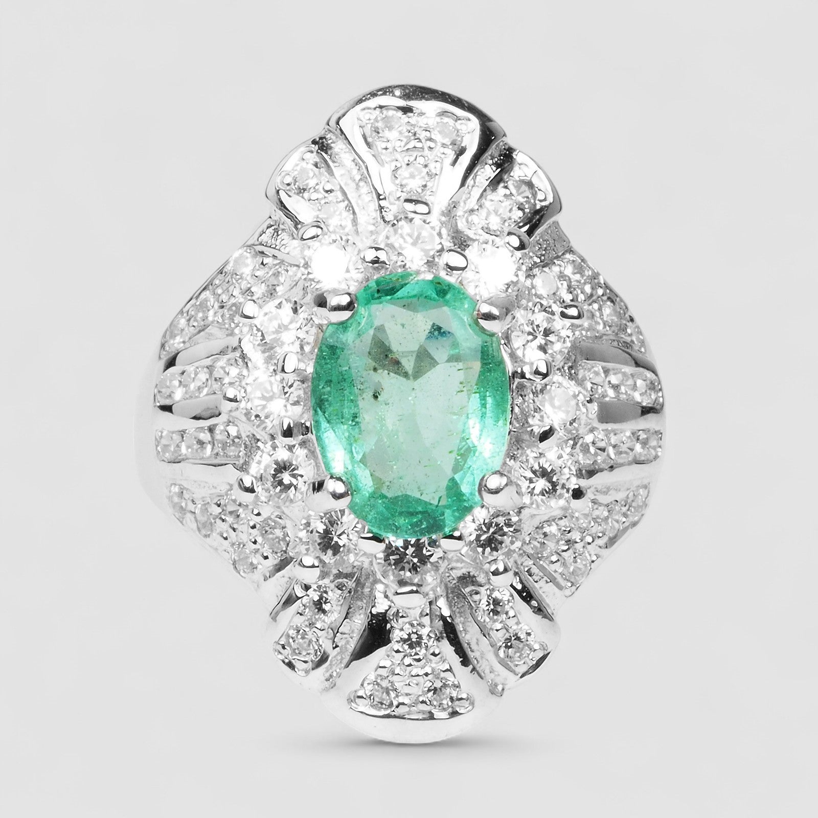 NEON GREEN EMERALD FINE JEWELRY RING