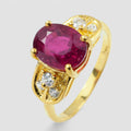 Pink Rubellite Tourmaline 24k Yellow Gold Plated 925 Sterling Silver Ring