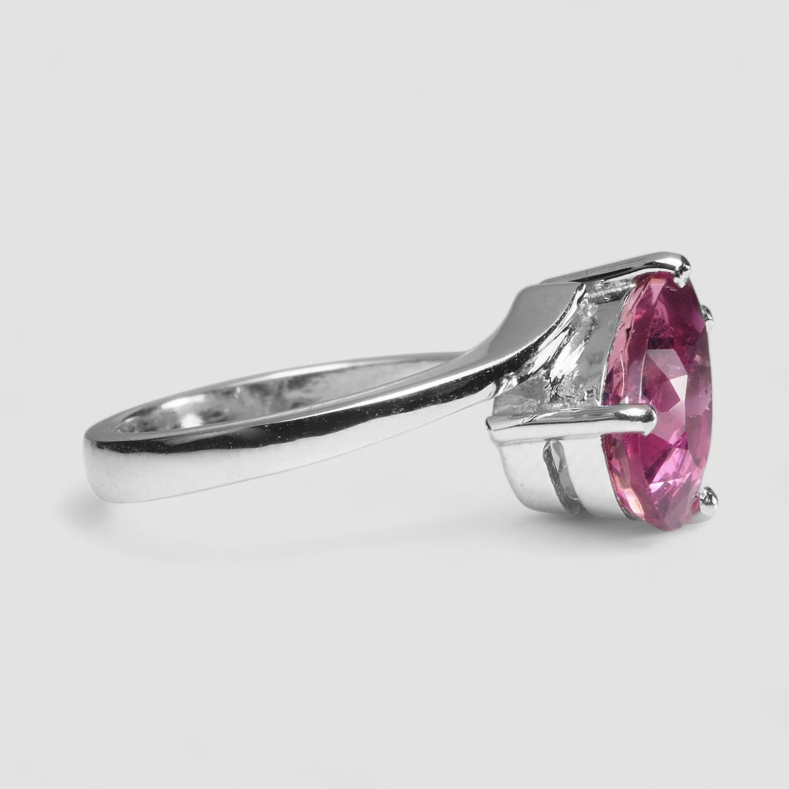 925 STERLING SILVER WHITE GOLD RINGS PINK TOURMALINE