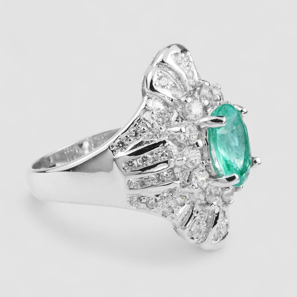 NEON GREEN EMERALD FINE JEWELRY RING