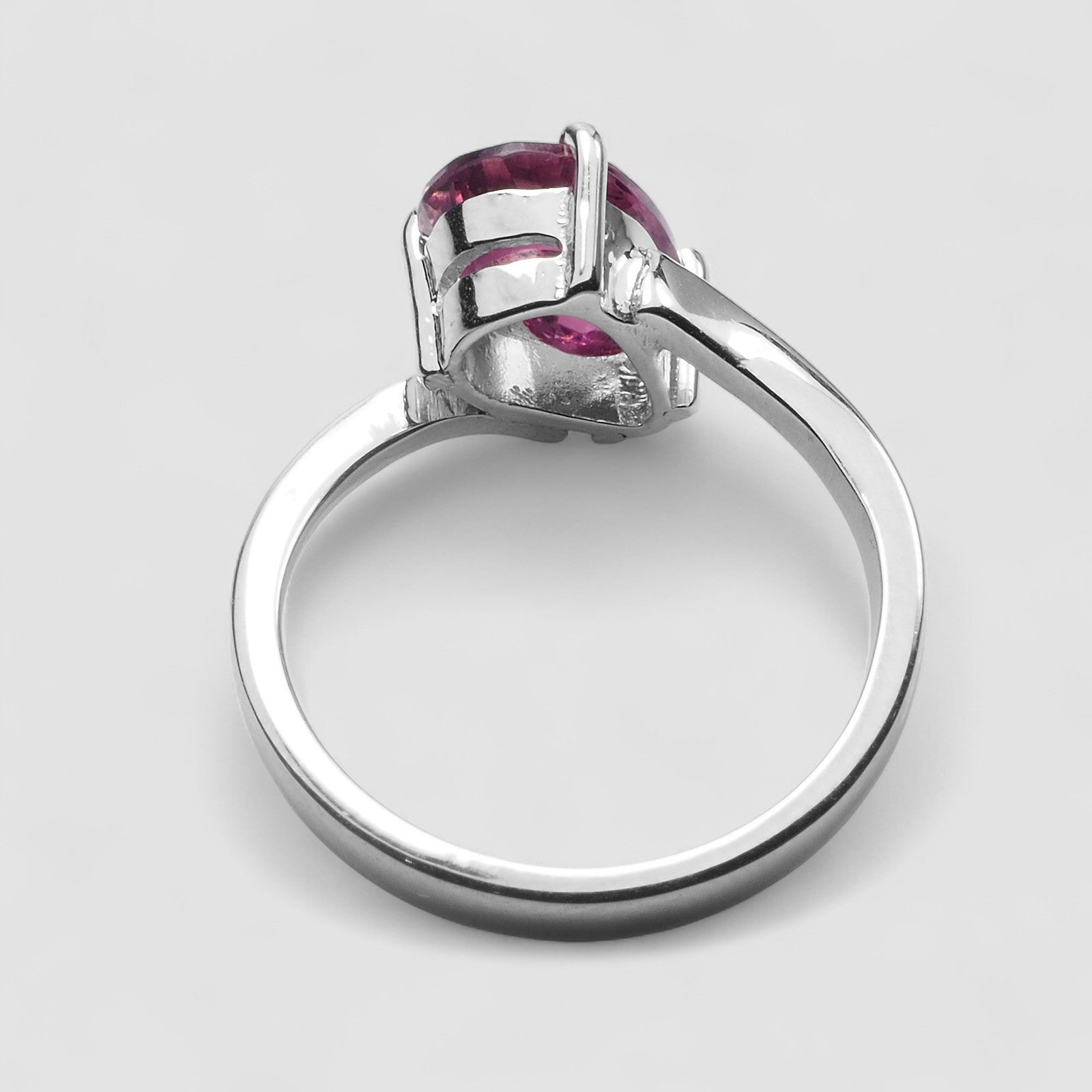 925 STERLING SILVER WHITE GOLD RINGS PINK TOURMALINE