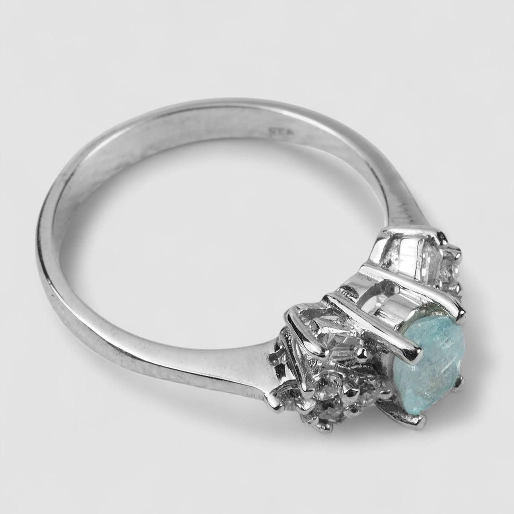 BLUE PARAIBA TOURMALINE 925 STERLING SILVER HANDMADE FINE RING
