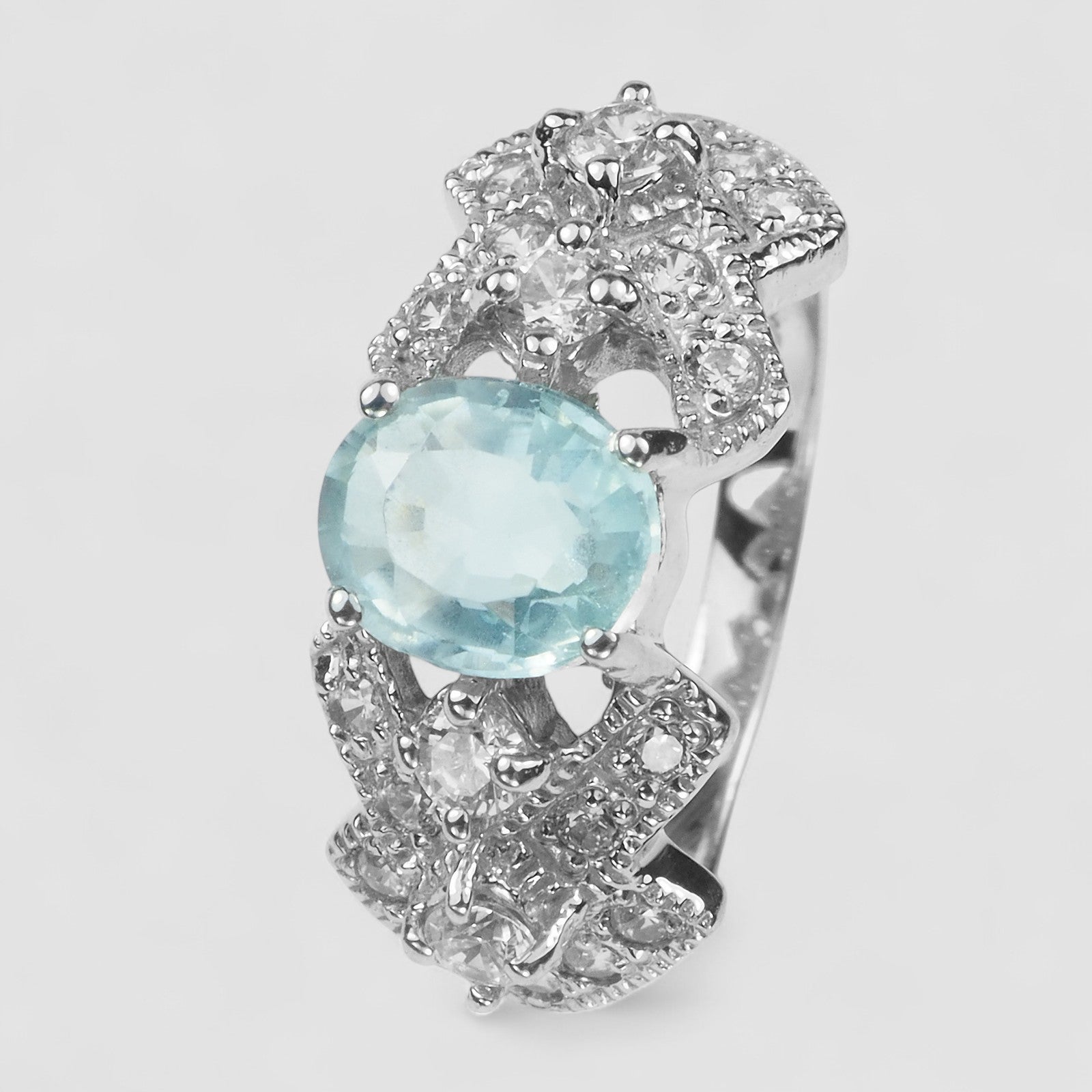 Blue Aquamarine 925 Sterling Silver Ring