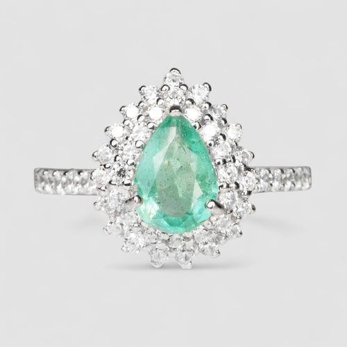 925 STERLING SILVER HANDMADE JEWELRY RING GREEN EMERALD