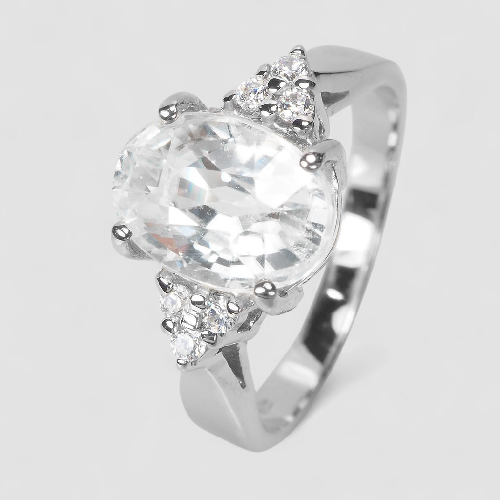 WHITE GOLD PLATED RINGS WHITE ZIRCON 3.70CT