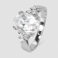 WHITE GOLD PLATED RINGS WHITE ZIRCON 3.70CT