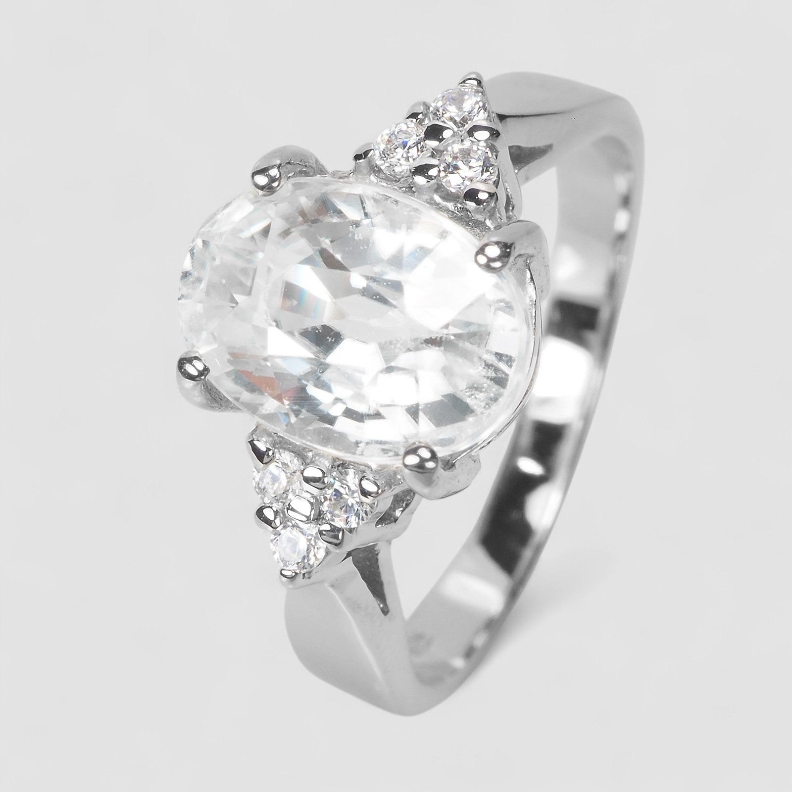 WHITE GOLD PLATED RINGS WHITE ZIRCON 3.70CT