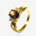 Thailand Black Star Sapphire 24K Gold 925 Sterling Silver Ring, Simple Everyday Ring, Free Resizing