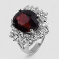 925 STERLING SILVER WHITE GOLD PLATED RING RED TOURMALINE